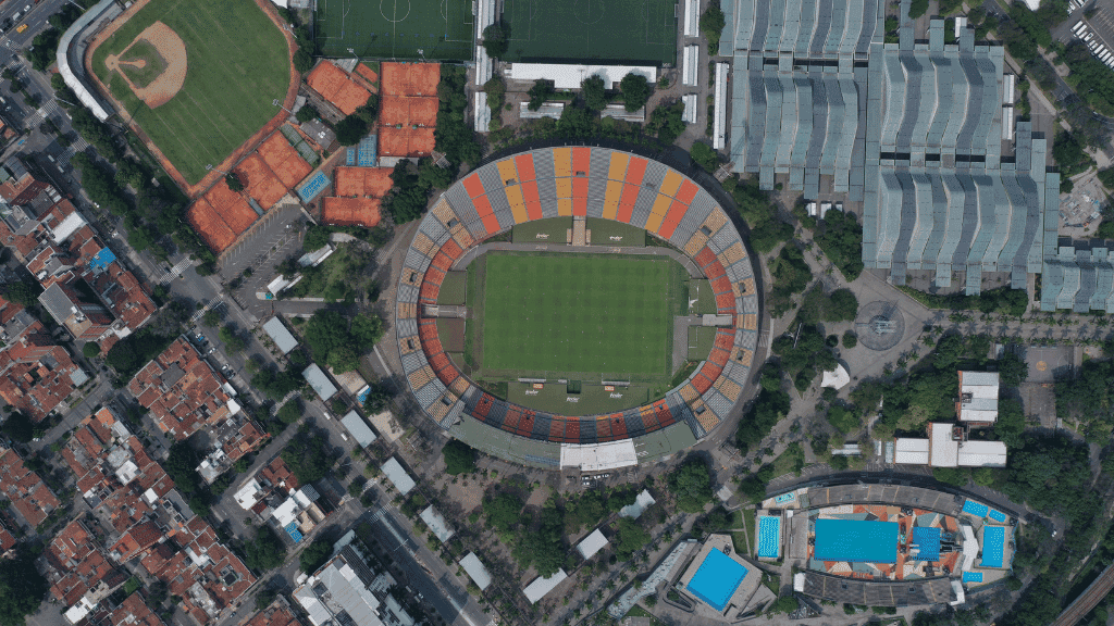 Aerial view of Atanasio Girardot Stadium in Medellín, included in the Colombia 17-Day Adventure - Travel Guide | Highlights Tour.
