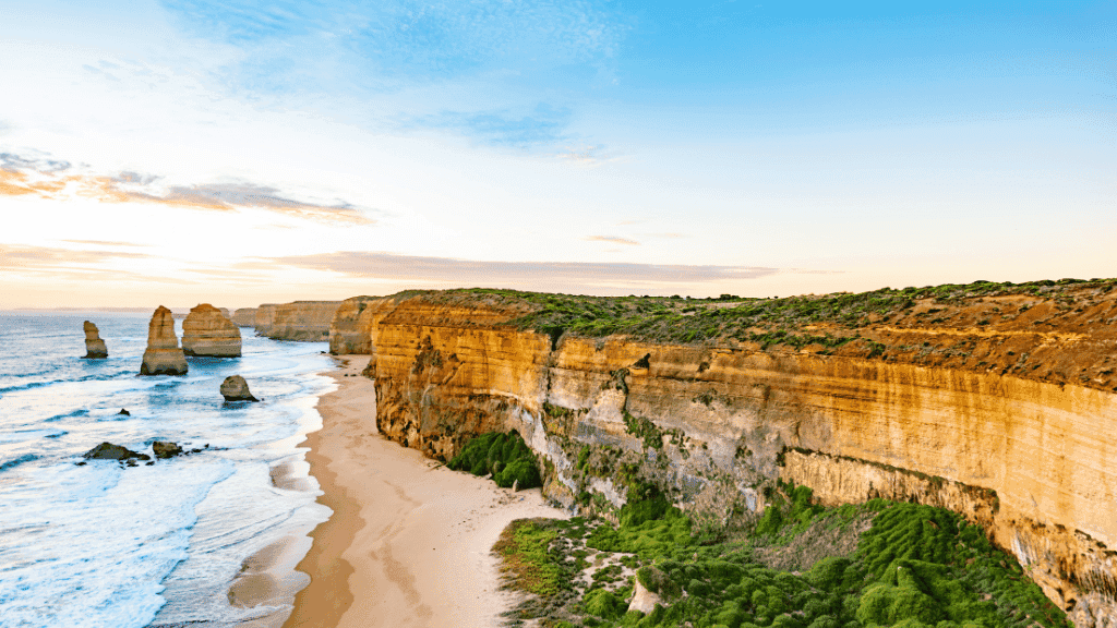 Stunning coastal view of the Twelve Apostles along the Great Ocean Walk, ideal for adventure and outdoor tours.
