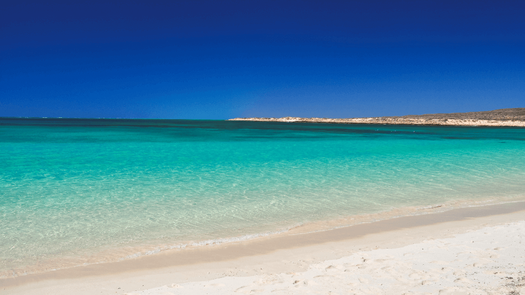 Turquoise beach with calm waters along the Ningaloo Coast, a relaxing stop on the 3-Day Kayak & Snorkel Safari.