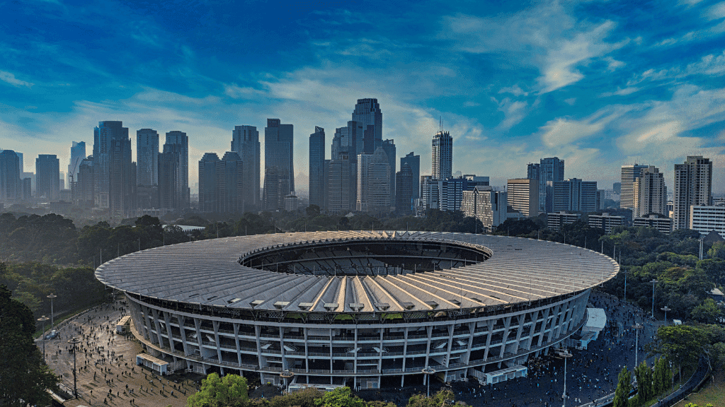 Gelora Bung Karno stadium in Jakarta, near departure hubs for the 7-day Borneo orangutan and river tour.