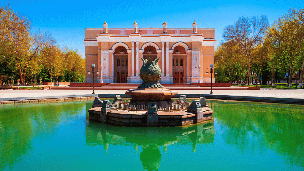 Opera and Ballet Theatre in Bishkek, Kyrgyzstan, a cultural venue visited on the 14-23 Day Central Asia Silk Road Tour.