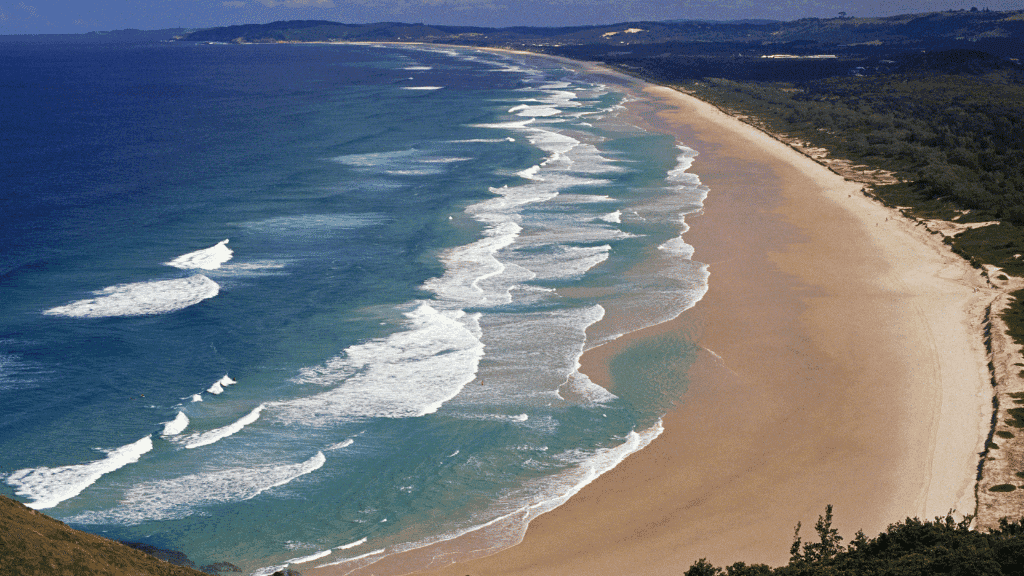 Beach with waves and a clear sky