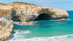 Breathtaking coastal view of limestone cliffs along the Great Ocean Walk, showcasing adventure and natural beauty.