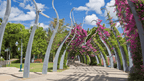 South Bank Parklands in Brisbane with floral archway, starting point of the Whitsundays Reef Tour to Cairns.