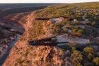 Kalbarri Skywalk platforms overlooking Murchison Gorge on West Coast Road Trip. Elevated viewpoint in Western Australia.