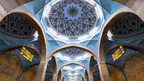 Decorative ceiling of Tashkent Metro station, a unique architectural stop on the Silk Road Cities Tour - Central Asia Adventure.